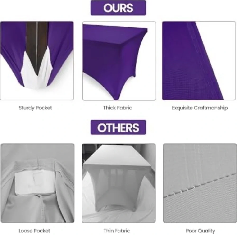 Utopia Kitchen 6FT Spandex Tablecloth 200 GSM, Purple Fitted, Rectangle Cover